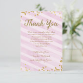 Roze en gouden Baby Sprinkle Shower Hartelijk dank Kaart (Staand voorkant)