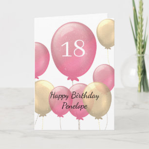 Roze en gouden ballonnen 18e Kaart op zaterdag