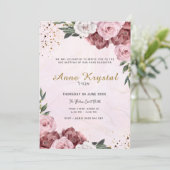 Roze en gouden Bat Mitzvah uitnodiging (Staand voorkant)