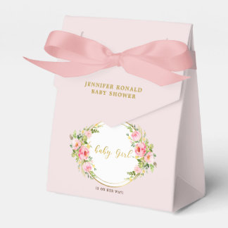 Roze en Gouden bloem Baby meisje baby shower Bedankdoosjes