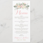 Roze en gouden bloem Boho bruiloftsmonogram Menu (Voorkant)