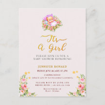 Roze en gouden bloem thema is een meisje baby show