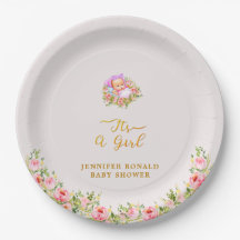 Roze en gouden bloem thema is een meisje baby show