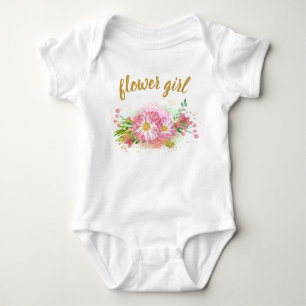 Roze en Gouden Bloemen Meisje All-in-One Outfit Romper