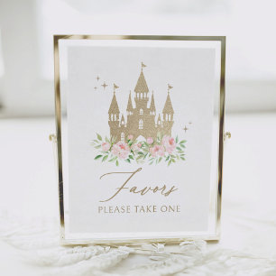 Roze en Gouden Bloemen Prinses Verjaardag Favoriet Poster