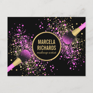Roze en Gouden Blush Confetti Make-up Artiest Briefkaart