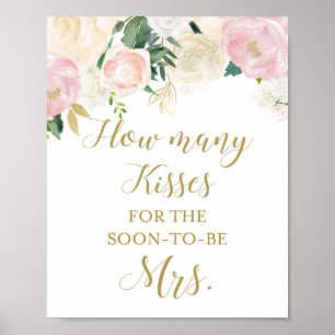 Roze en Gouden Bruiloft Borrel Bord Poster