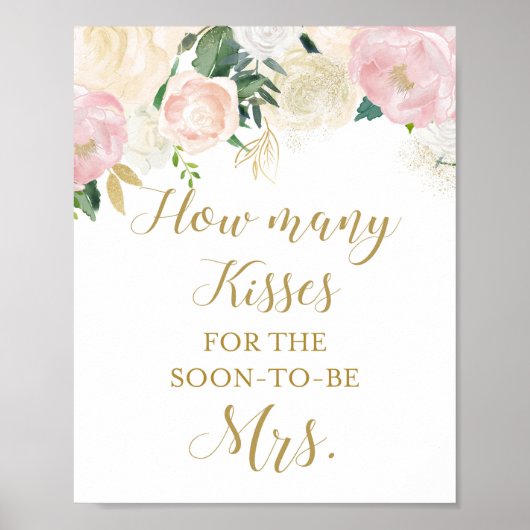 Roze en Gouden Bruiloft Borrel Bord Poster (Voorkant)