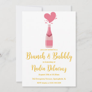 Roze en gouden brunch en bruisend vrijgezellenfees kaart