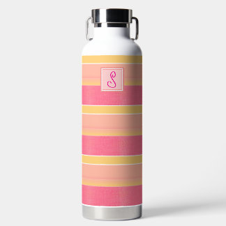 Roze en gouden cabana streep waterfles