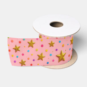 Roze en gouden cadeauverpakkingslint. lint