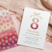 Roze en Gouden Cheetah Leopard Print 8e Verjaardag Kaart