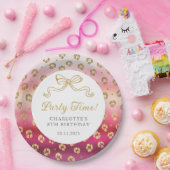 Roze en Gouden Cheetah Leopard Verjaardagsfeest Papieren Bordje (Feest)