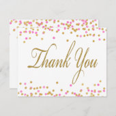 Roze en gouden Confetti bedankkaarten Bedankkaart (Voorkant / Achterkant)