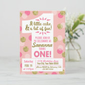 Roze en gouden Confetti eerste verjaardag Kaart