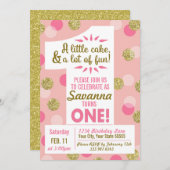 Roze en gouden Confetti eerste verjaardag Kaart