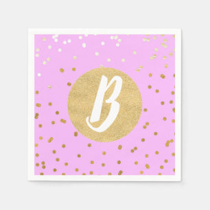 Roze en gouden Confetti Stippen Moderne glamour Gl Servet