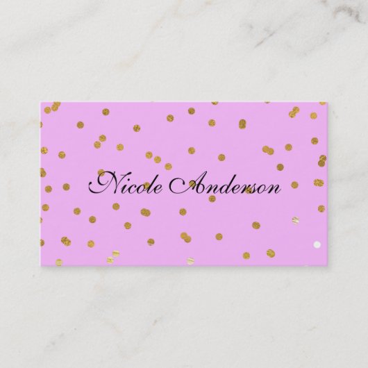Roze en gouden Confetti Stippen Moderne glamour Gl Visitekaartje (Voorkant)