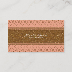 Roze en gouden confetti-stippen visitekaartje