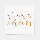 Roze en gouden Confetti Stippen Weddenschap Napkin Servet (Voorkant)