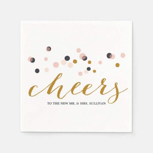 Roze en gouden Confetti Stippen Weddenschap Napkin Servet (Voorkant)
