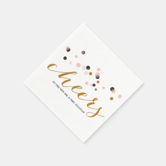 Roze en gouden Confetti Stippen Weddenschap Napkin Servet (Hoek)