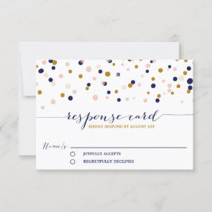 Roze en gouden Confetti Stippen Wedding RSVP Kaart