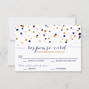 Roze en gouden Confetti Stippen Wedding RSVP Kaart