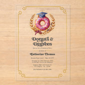 Roze en gouden donuts en graden afstudeerfeest acryl uitnodigingen (Voorkant)
