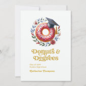Roze en gouden donuts en graden Afstuderen Foto Aankondiging (Voorkant)