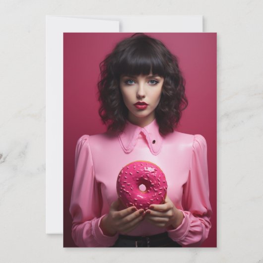 Roze en gouden donuts en graden Afstuderen Foto Aankondiging (Achterkant)