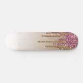 Roze en gouden druppelaar skateboard (Horizontaal)
