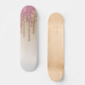 Roze en gouden druppelaar skateboard (Voorkant)