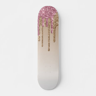 Roze en gouden druppelaar skateboard