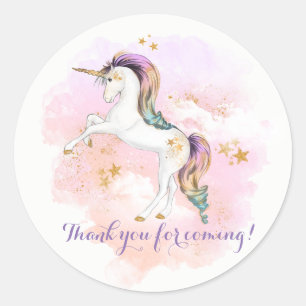Roze en Gouden Eenhoorn Verjaardagsfeestje Sticker