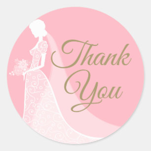 Roze en gouden elegante kanten jurk Bruidsbeurs Ronde Sticker