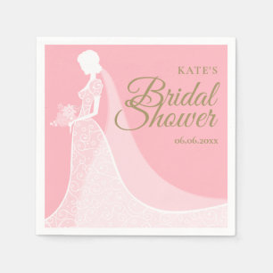 Roze en gouden elegante kanten jurk Bruidscadeau Servet