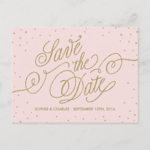 Roze en gouden elegante sterren Sla het Briefkaart
