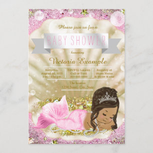 Roze en gouden etnische zeemeerminnen Baby shower Kaart