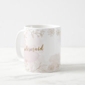 Roze en gouden Floral Bridesmaid Mok (Voorkant links)