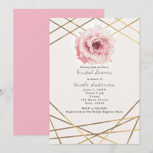 Roze en gouden Floral Glam Bridal Shower Kaart