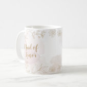 Roze en gouden Floral Maid of Honor Mok (Voorkant links)