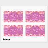 Roze en gouden folie damask cosmetica flesetiket rechthoekige sticker (Vel)