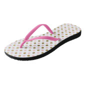 Roze en Gouden Folie Polka Dot Patroon Teenslippers (Schuin)