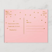 Roze en gouden folie stippen Save The Date briefka Aankondigingskaart (Achterkant)