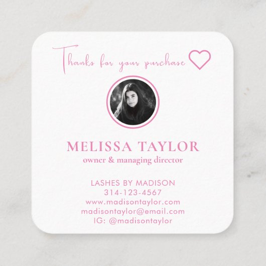 Roze en gouden fotografie, monogrammen klantenkaartje (Achterkant)