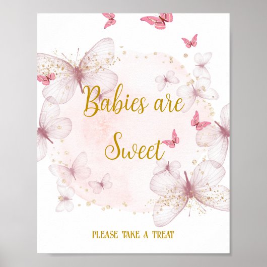 Roze en gouden geboorte baby's zijn zoete tafelgeb poster (Voorkant)