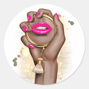 Roze en Gouden Glam Chic Ronde Sticker