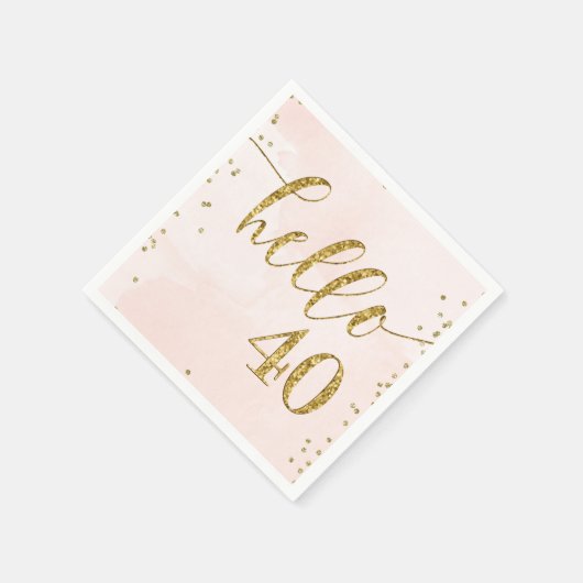 Roze en gouden glitter 40e verjaardag servetten (Hoek)