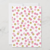 Roze en Gouden Glitter Baby Douche Uitnodigingen (Achterkant)